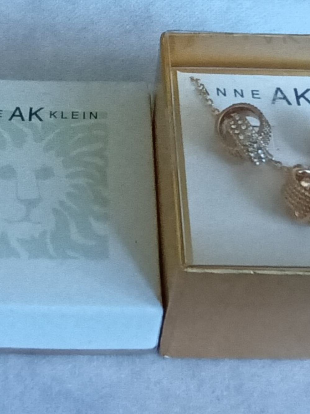 ANNE AK KLEIN GOLD TONE NECKLACE & STUDS BOXED SET